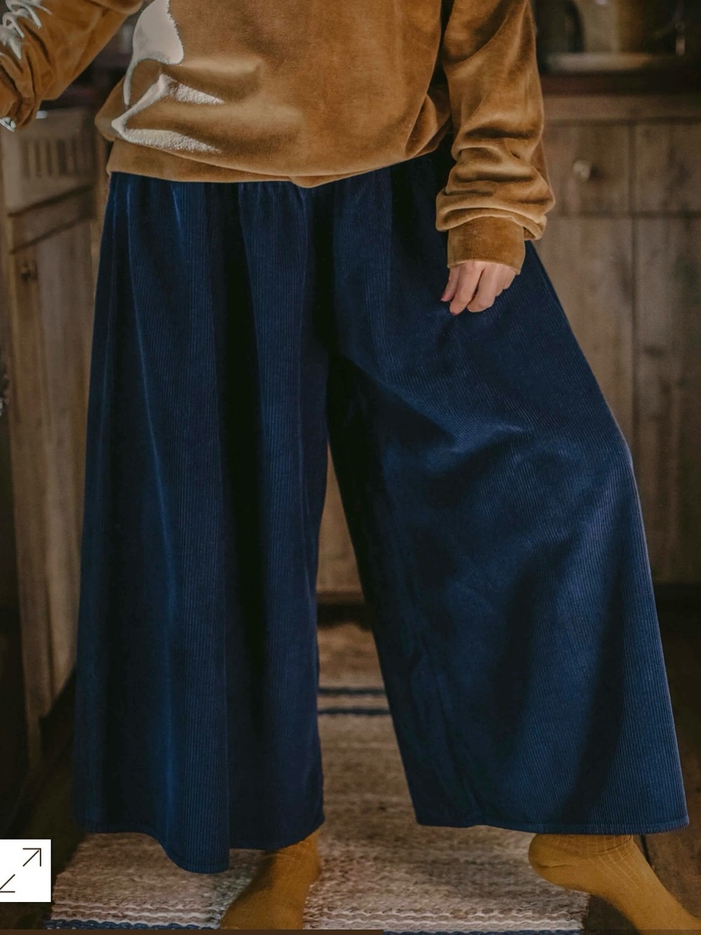 The Simple Folk Wide-Leg Corduroy Pants in Navy